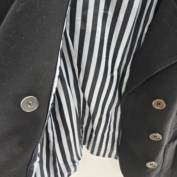 H&M Cotton Blend Black White Lined Double Breasted Crop Jacket Size 2 - Picture 10 of 14
